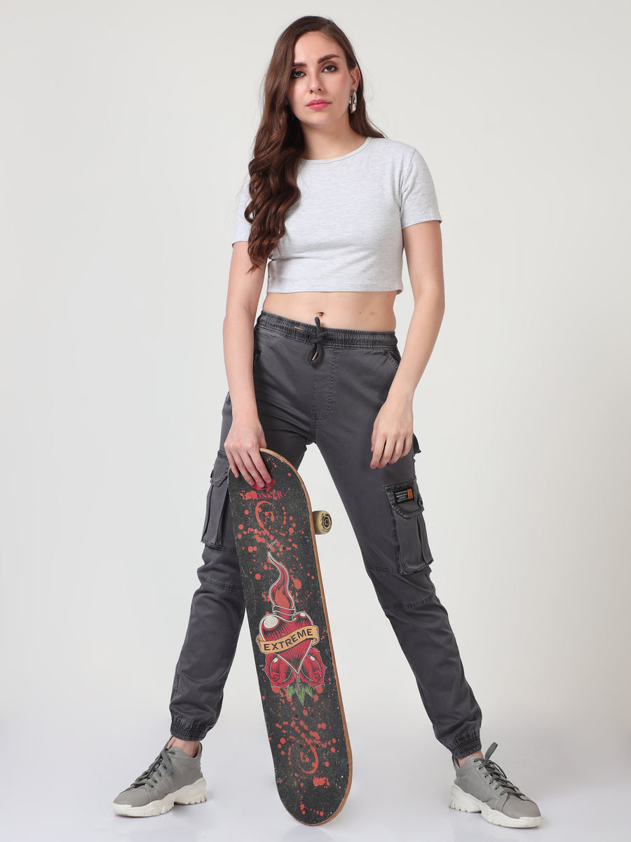 Buy Latest Women's Grey Cargo Pants Online at Great Price – SUXXUS