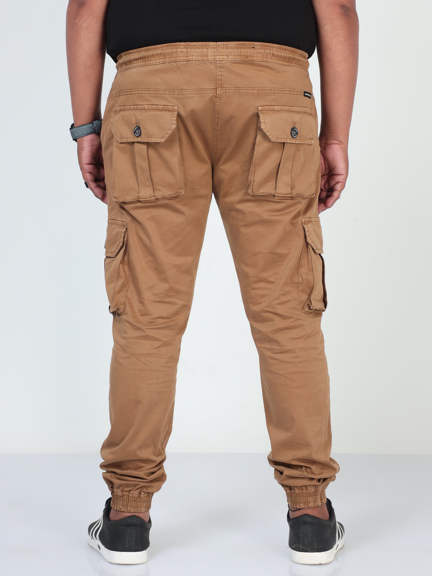 Brown Plus Size Men Cargo Joggers