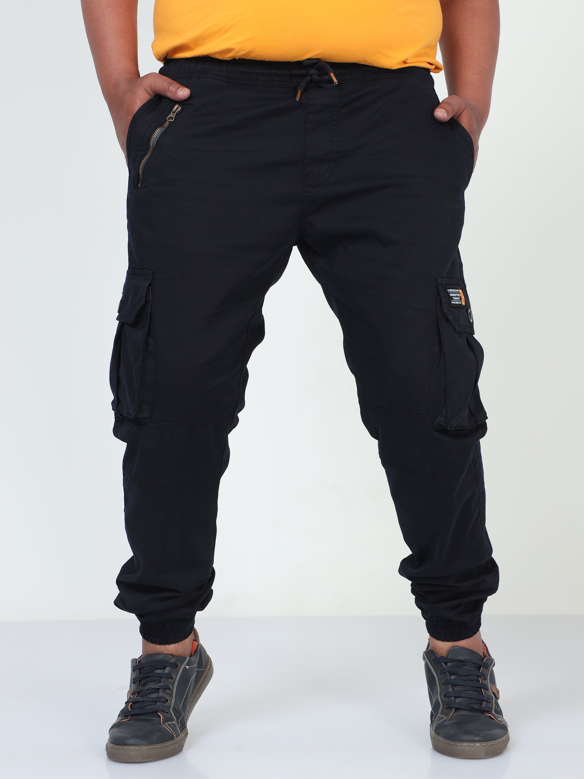 Deep Cove Blue Plus Size Men Cargo Joggers