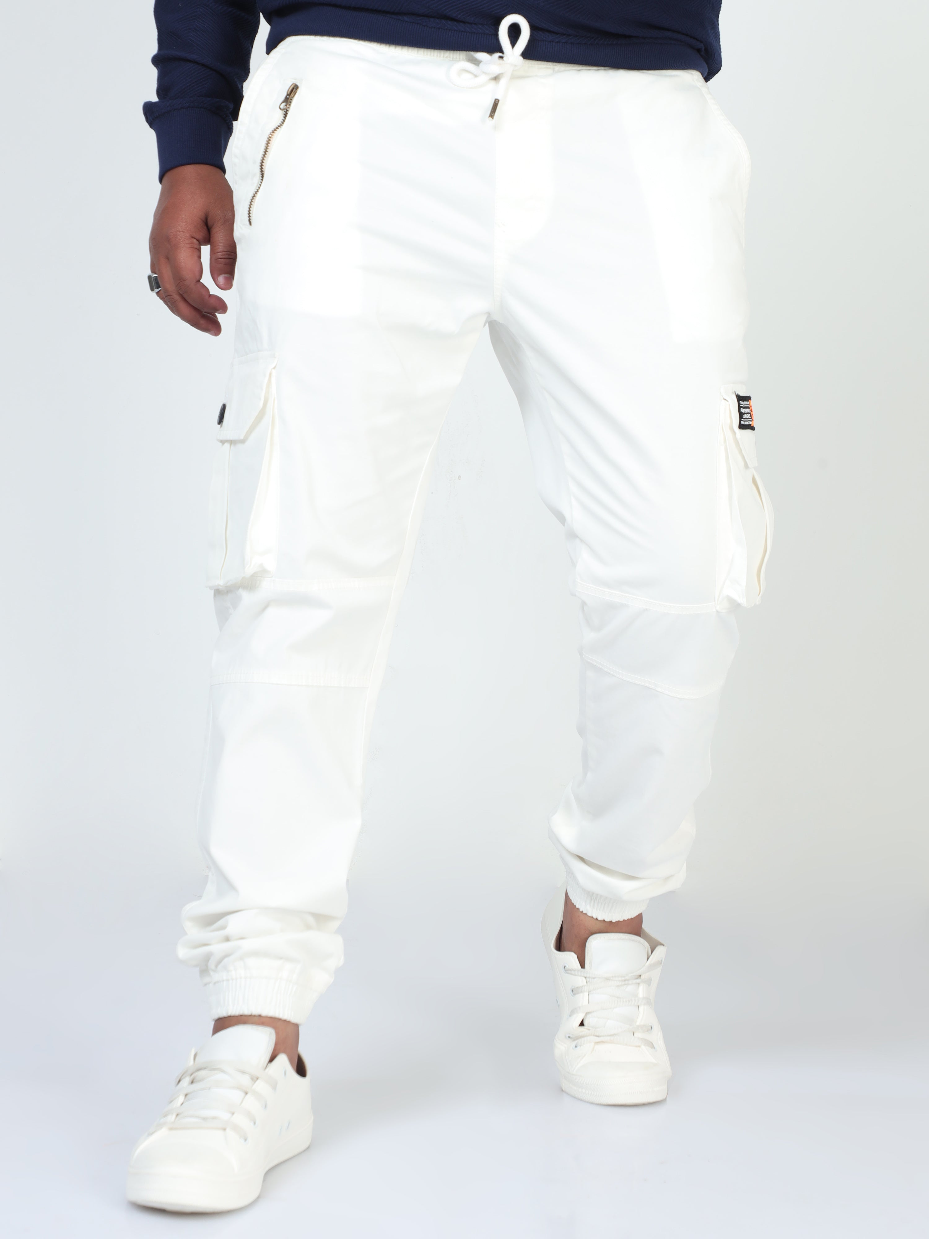 Mens white cargo joggers on sale