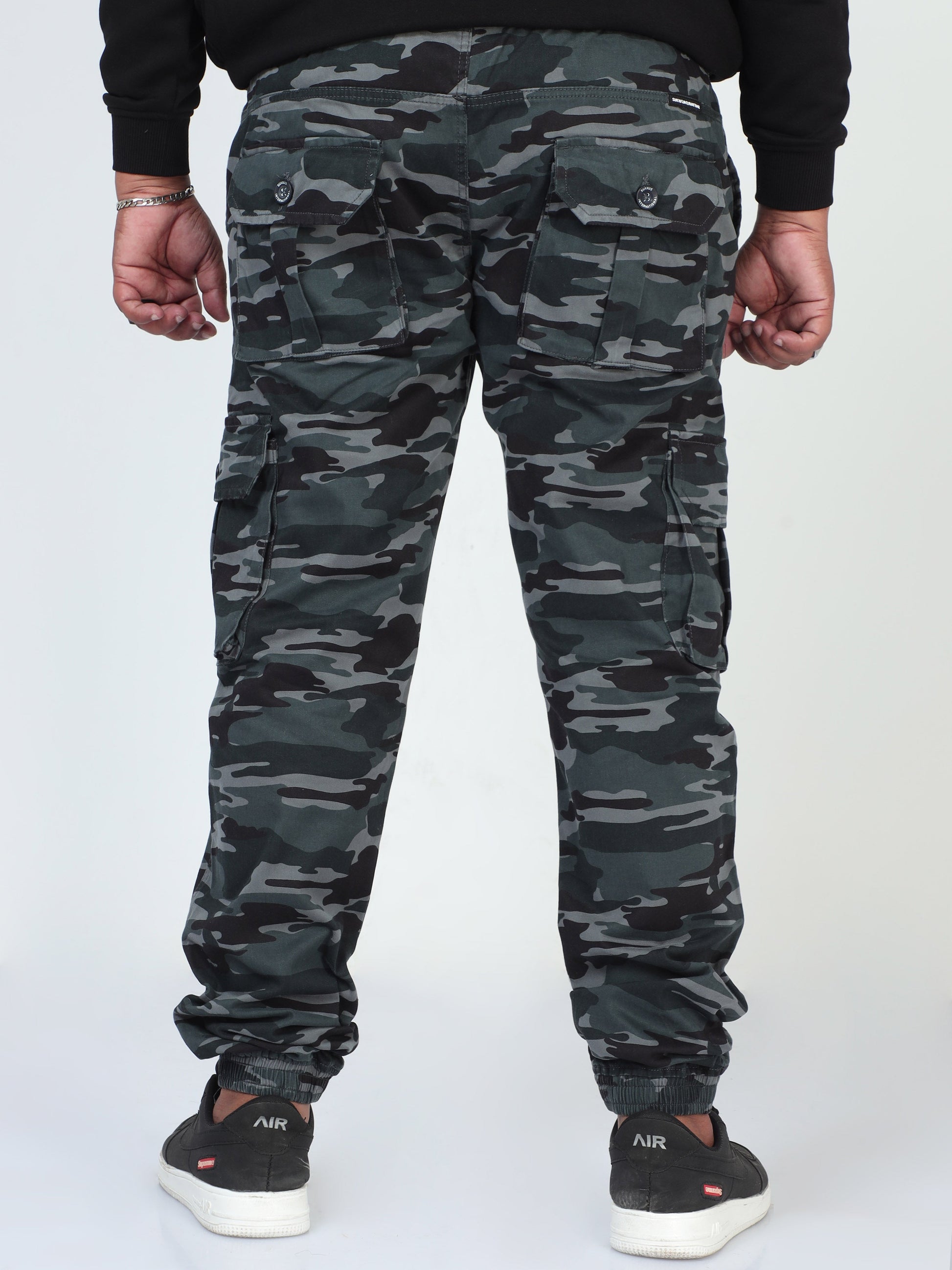 Earth Tones Plus Size Men Cargo Joggers