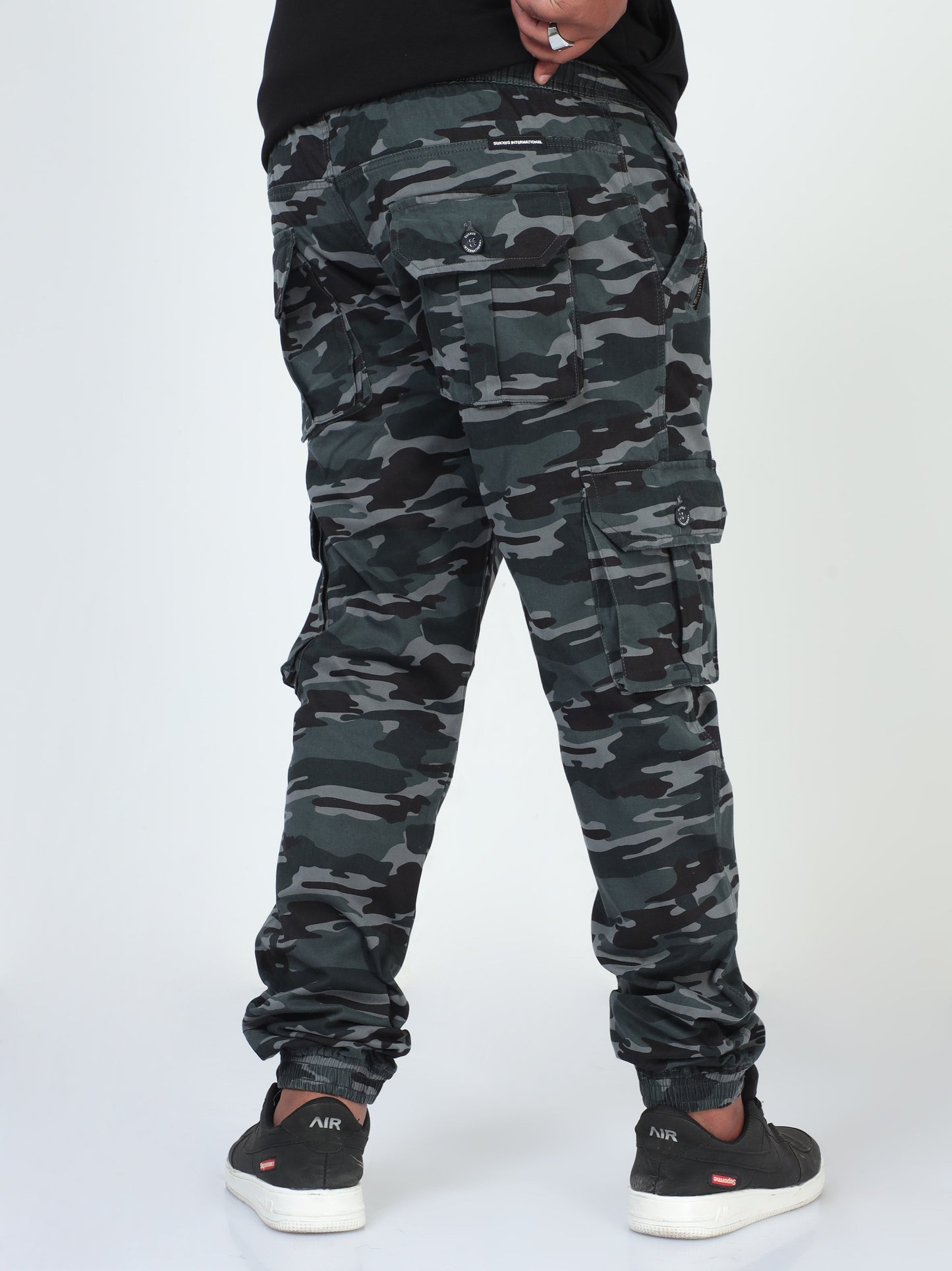 Earth Tones Plus Size Men Cargo Joggers