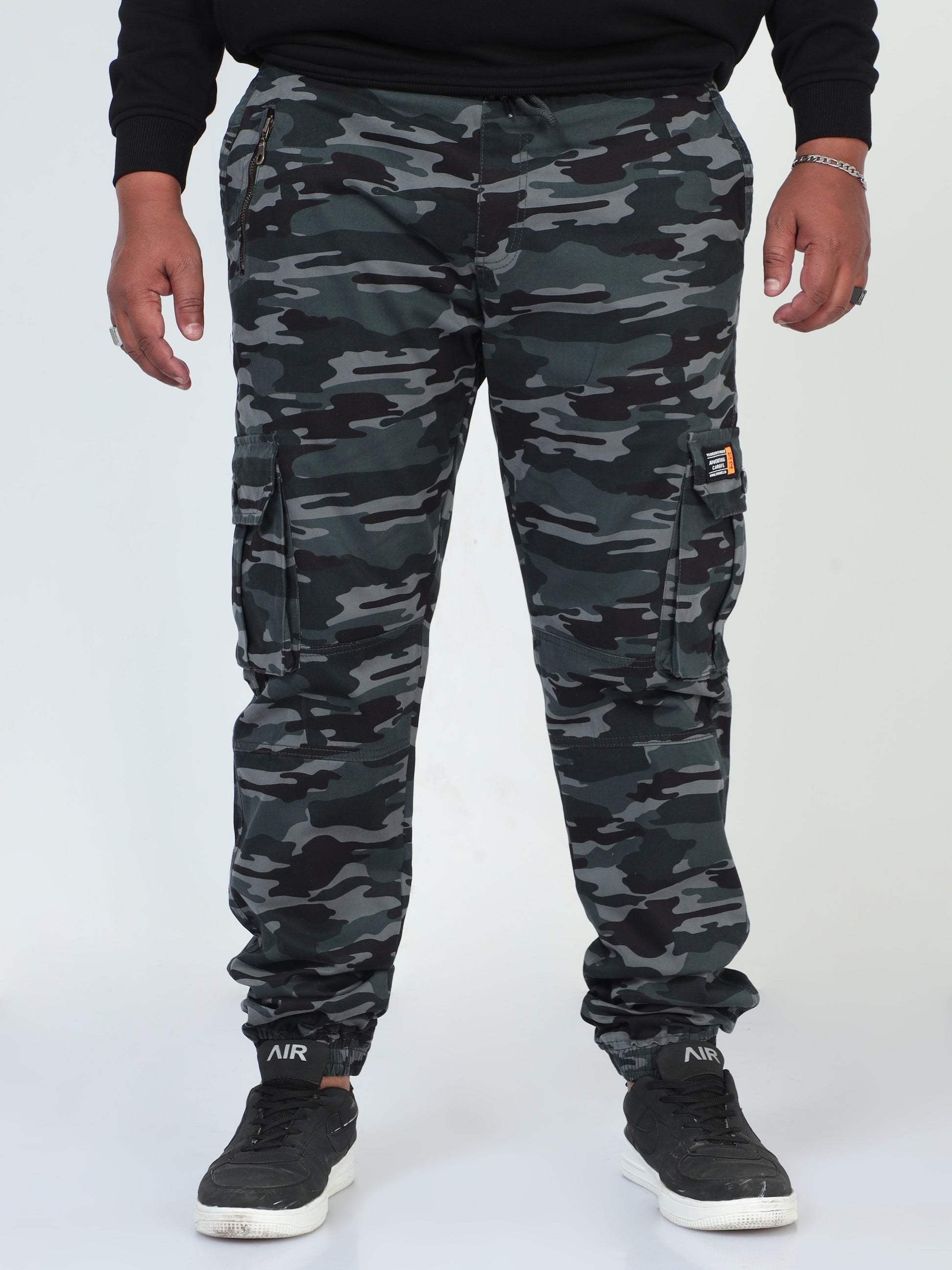 Earth Tones Plus Size Men Cargo Joggers