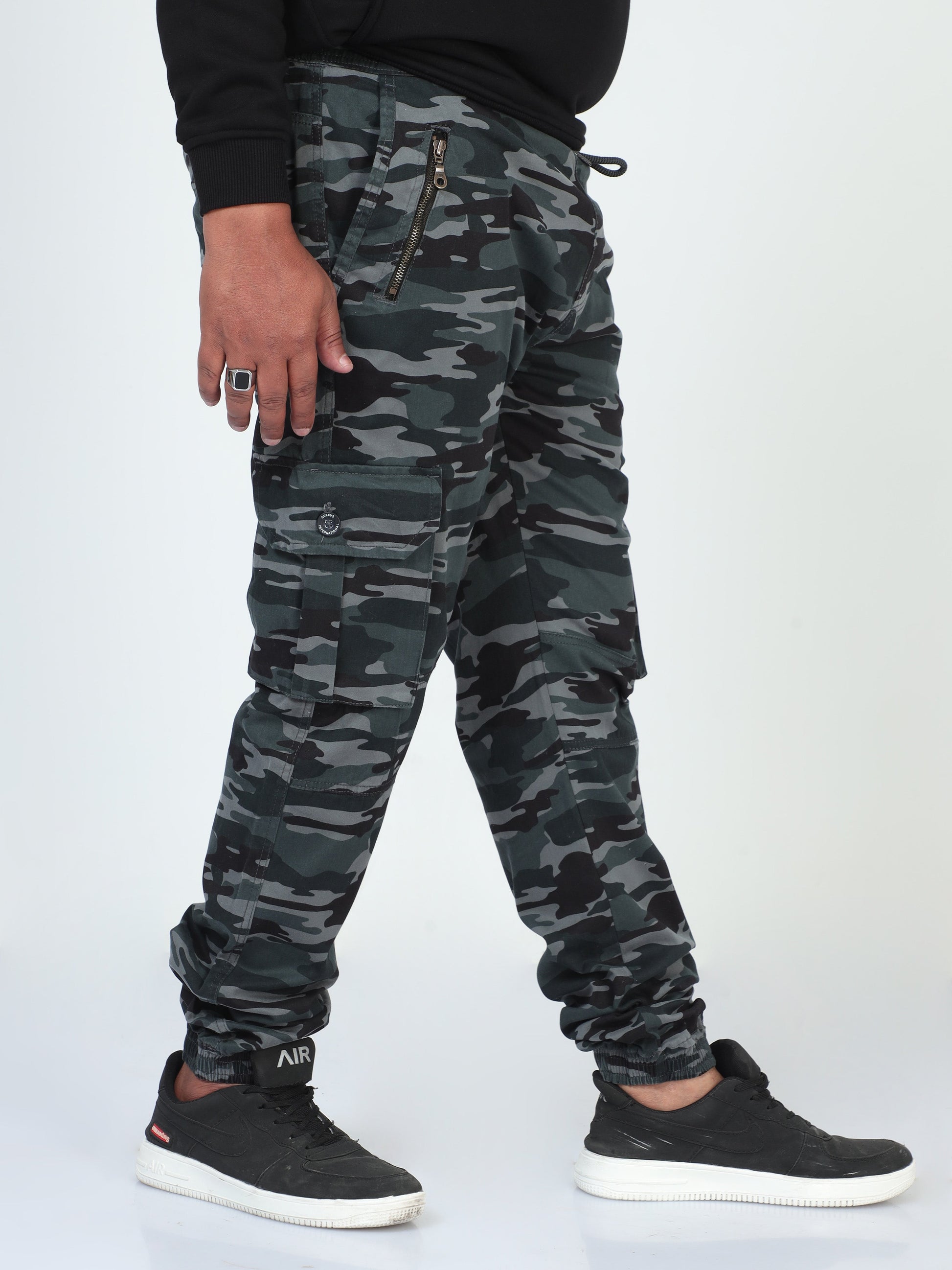 Earth Tones Plus Size Men Cargo Joggers