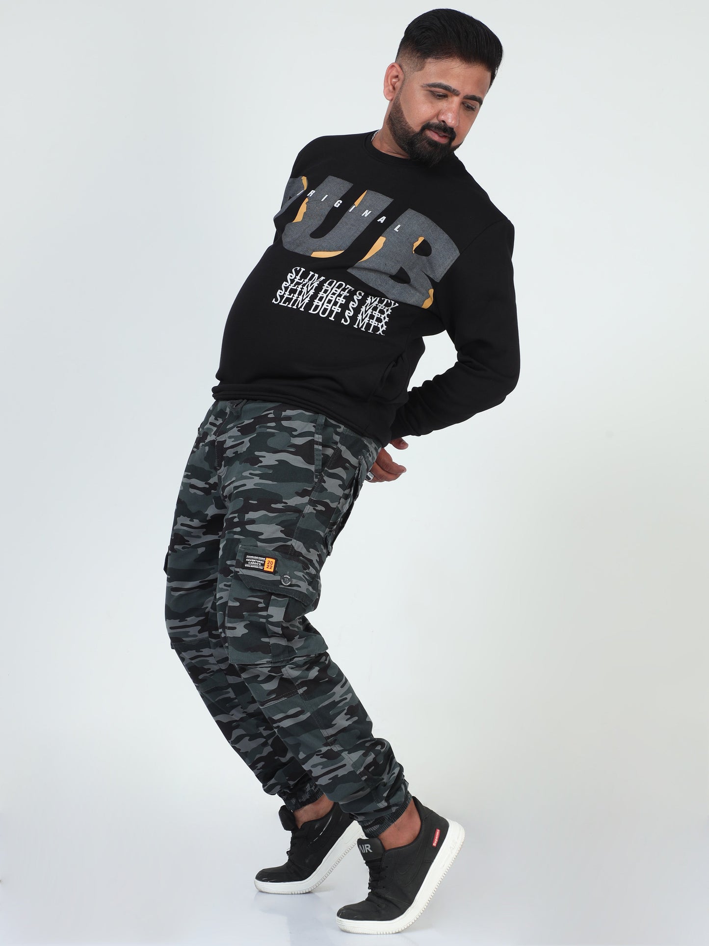 Earth Tones Plus Size Men Cargo Joggers