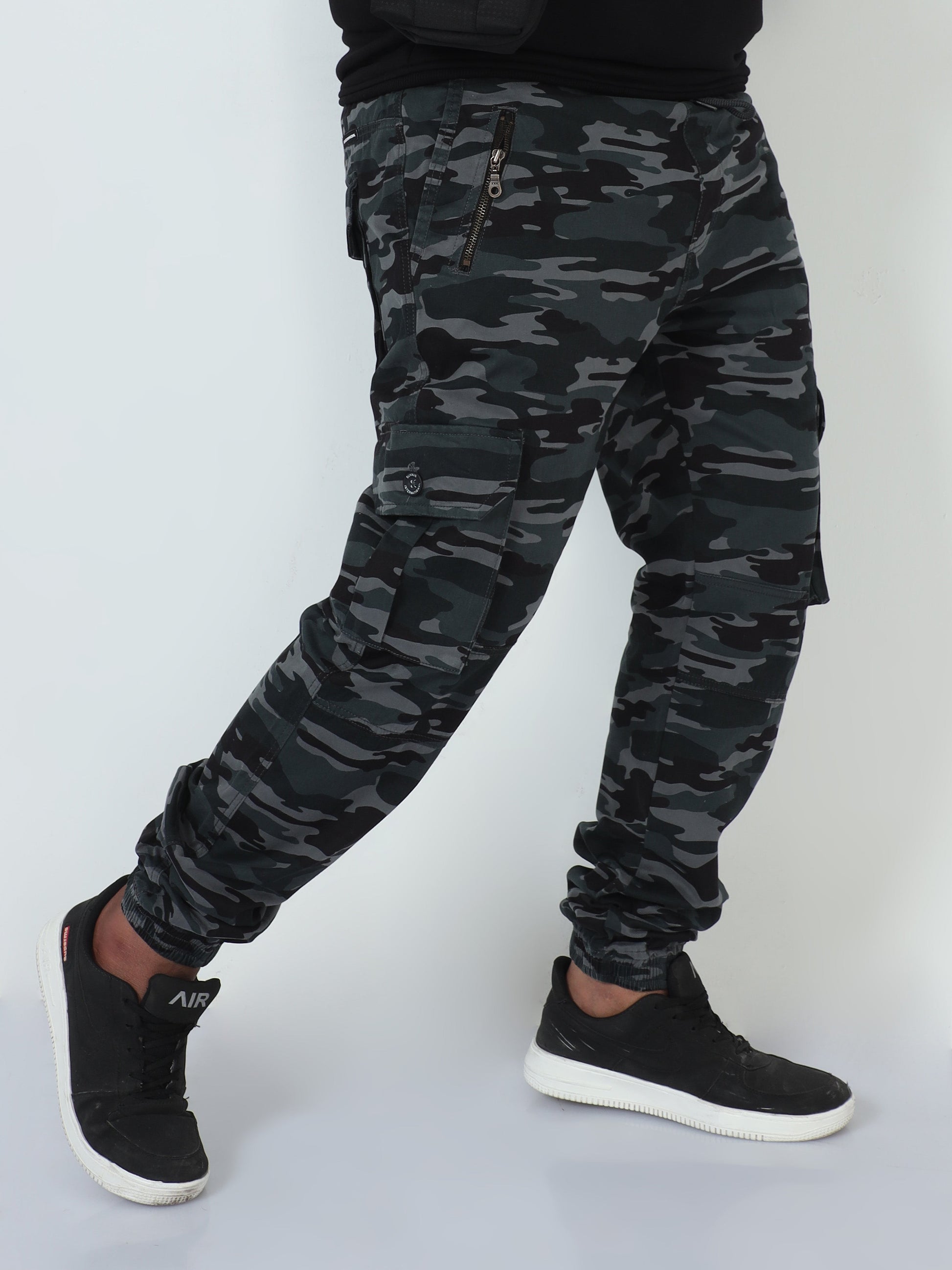 Earth Tones Plus Size Men Cargo Joggers