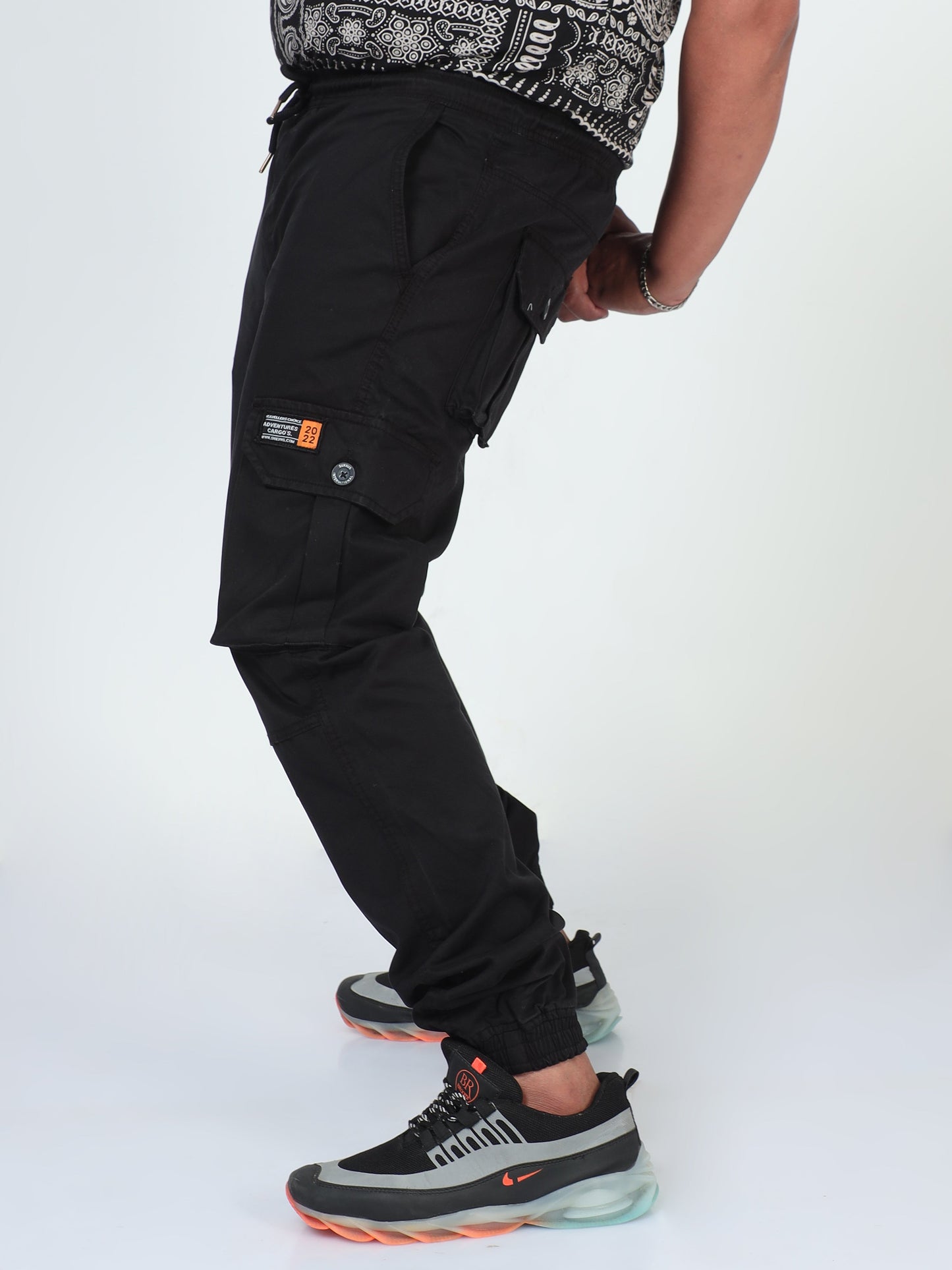 Woodsmoke Black Plus Size Men Cargo Joggers