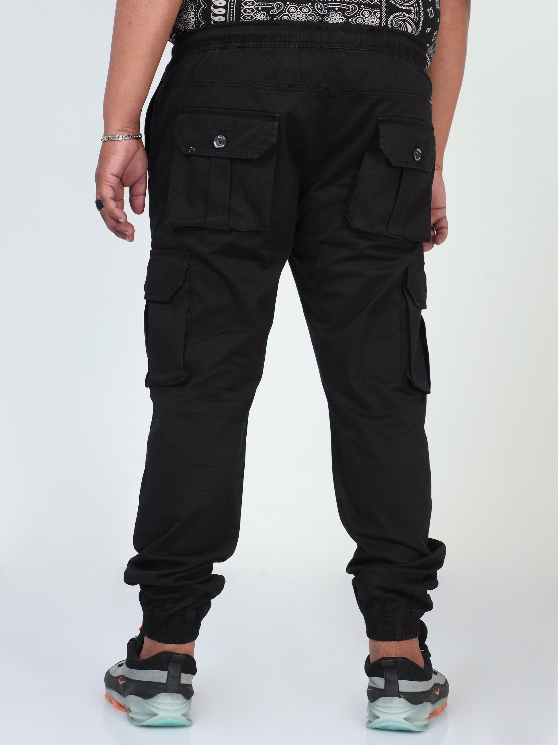 Woodsmoke Black Plus Size Men Cargo Joggers